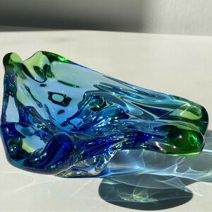 Vintage Art Glass Ashtray Blue & Green Murano Glass